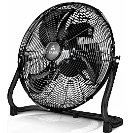 Floor Fan 50 cm 120 W 7270 m³/h Metal Aluminium Blades 3 Speeds Black, Aerson