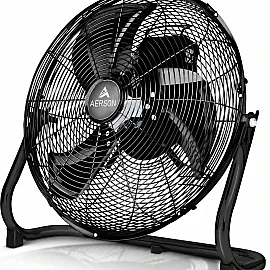 Golvfläkt 50 cm 120 W 7270 m³/h Metall Aluminiumblad 3 Hastigheter Svart
