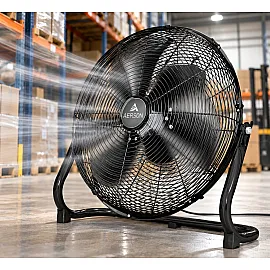 Floor Fan 50 cm 120 W 7270 m³/h Metal Aluminium Blades 3 Speeds Black, Aerson