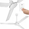 Takfläkt 140 cm 78 W 3 Stålblad 13500 m³/h 5 Hastigheter med Väggreglage Vit, Eberg