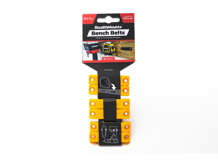 StealthMounts Bench Belt universal holder 6 pack in black ABS