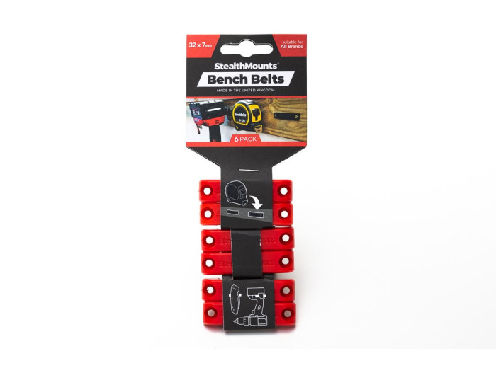 StealthMounts Bench Belt universal holder 6 pack in black ABS