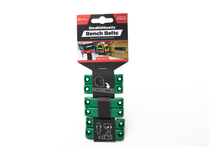 StealthMounts Bench Belt universal holder 6 pack in black ABS