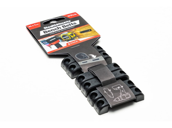 StealthMounts Bench Belt universal holder 6 pack in black ABS