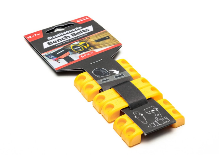 StealthMounts Bench Belt universal holder 6 pack in black ABS