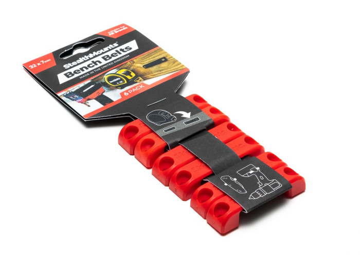 StealthMounts Bench Belt universal holder 6 pack in black ABS