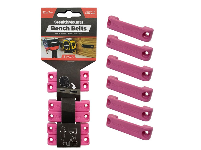 StealthMounts Bench Belt universal holder 6 pack in black ABS