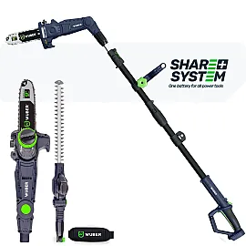 Pole Chainsaw/Pole Hedge Trimmer 2-in-1 20 V, 212-297 cm, without Battery and Charger, Wuber Tools