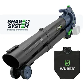 Lövblåsare/Lövsug 3-i-1 2x20 V, Lufthastighet 245 km/h, Häckselfunktion 15:1, Wuber Tools