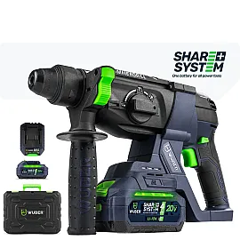 Rotary Hammer SDS-plus 20 V, 2 J, 4.0 Ah Battery and Charger, Wuber Tools