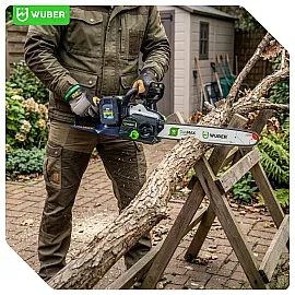 Batteridriven Kedjesåg 16" 1200 W 40 V (2x20 V) Kolborstfri Solo, Wuber Tools