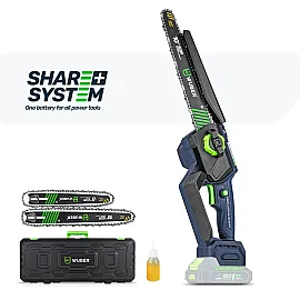 Mini-kedjesåg 20 V, 7,5 m/s, Svärd 8" och 10", Utan Batteri och Laddare, Wuber Tools