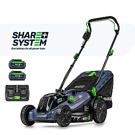 Gräsklippare 43 cm 40 V Kolborstfri med 2x6,0 Ah Batterier och Laddare, Wuber Tools