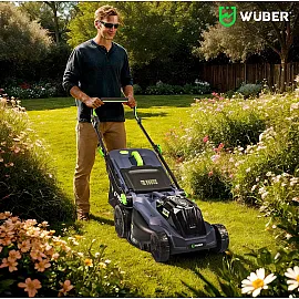 Gräsklippare 43 cm 40 V Kolborstfri med 2x6,0 Ah Batterier och Laddare, Wuber Tools