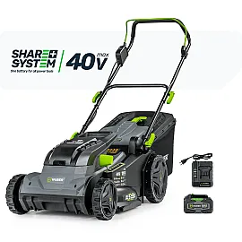 Gräsklippare 43 cm 40 V Kolborstfri med 4,0 Ah Batteri och Laddare, Wuber Tools