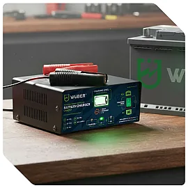 Microprocessor-Controlled Battery Charger 6/12 V, 15 A, 8-Stage SMART Charging, Wuber Tools