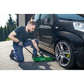 Low-Profile Garage Jack 2.5 t, 80–375 mm, Rubber Pad, Carry Case, Wuber Tools