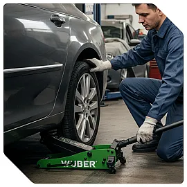 Low-Profile Garage Jack 1.5 t, 90-365 mm, Twin Piston, Wuber Tools