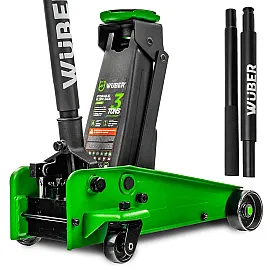 Low-Profile Garage Jack 3 t, 140-460 mm, Stainless Steel and Aluminium, Wuber Tools