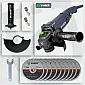 Angle Grinder 1200 W 125 mm, Variable Speed + 10 Discs