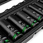 Impact socket set 1/2" deep 10-32 mm