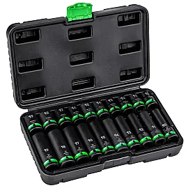 Slaghylssats 1/2" Sexkant 10-19 mm, 20 Delar, Korta och Långa, Wuber Tools
