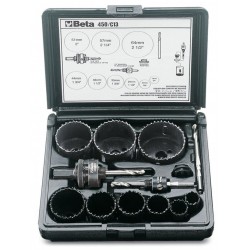 Hålsågsats 13 delar HSS bi-metall, 19-64mm, centrumborr, adapter, plastbox, Beta Tools