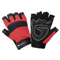 Handskar för mekaniker, svart-röda, utan fingrar, ventilerade, spandex, mikrofiber, CE, EN 420, Lahti Pro L2806