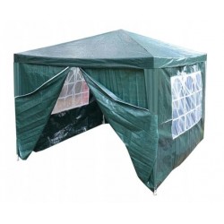 Tält 3x3m, partytält 4 väggar, grön med fönster och dörr (snabbtält, eventtält, popup tält)
