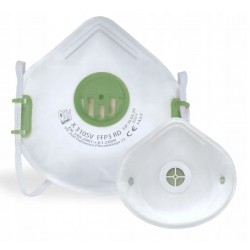 Andningsskydd 10st, vit andningsmask med grön ventil, skyddar mot virus bakterier m.m. FFP3 RD, CE
