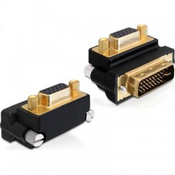 DVI-I till VGA-adapter, 24+5 ha - 15-pin ho, vinklad (Delock)