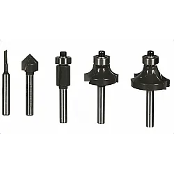 Frässtålset 5 Delar 6 mm Skaft Rakt/Rund/V-spår för Överfräs RAKRBS5, Ryobi