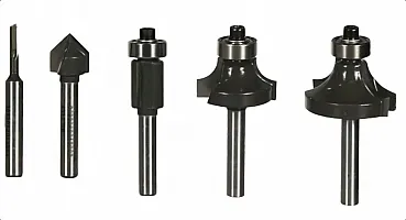 Frässtålset 5 Delar 6 mm Skaft Rakt/Rund/V-spår för Överfräs RAKRBS5, Ryobi