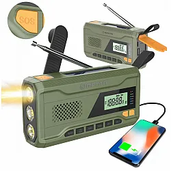 Emergency Radio 4500mAh AM/FM Dynamo Solar Panel Torch SOS Powerbank, Manta