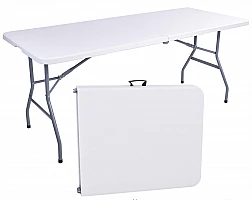 Campingbord 180 cm vit, hopfällbart bord, utställningsbord, trädgårdbord