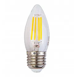 Vintage glödlampor LED E27 C37 4W 400lm, 2700K varmt gulaktigt ljus, 4st