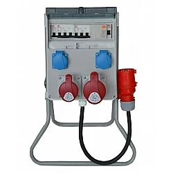 Elcentral IP442 terminaler, 2 x 230V, 1 x 32A 5P, 1 x 16A 5P, jordfelbrytare, omkopplare, kabel