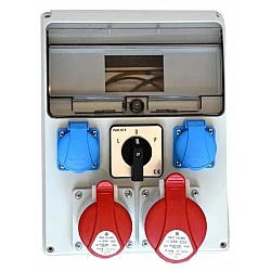 Elcentral IP442 terminaler, 2 x 230V, 1 x 32A 5P, 1 x 16A 5P