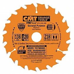 Sågklinga 136 x 1.5 x 20 mm, 24t CMT Orange Tools 271.136.18H, PTFE