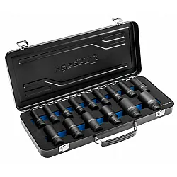 Impact Socket set 15 pcs 1/2 , 10 - 32 mm, Crv-Mo,