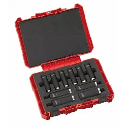 Krafthylsor 1/210st långa hylsor 8-21 mm, CRV-MO, plastbox, MILWAUKEE
