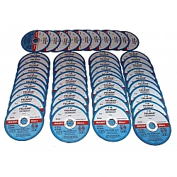 Cutting disc for metal, 50 pieces, 125 x 1.2 x 22 T41 A, suitable for INOX (stainless steel), operating at 80m/s (12200 RPM), Felman Blauflex.