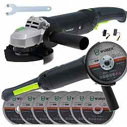Vinkelslip 1600 W 230V 12000 RPM inkl. 6 kapskivor, Wuber