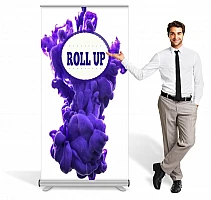 RollUp 85 x 200 cm, bildkasset, väska, eget tryck på, eko-vänligt 1440dpi