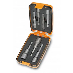 Magnetic Bits with Hexagon Sleeves 1/4, 5.5–13 mm, Plastic Case, BETA