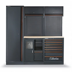 Garage Organization 1360 mm, 8 Modules, Service Module, 7 Drawers, Plywood Top, 215 kg, BETA Tools C45PRO 2.0 CW