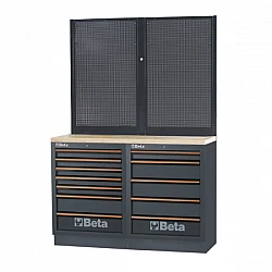 Garage Storage with Wooden Work Surface, 7+5 Drawers, Perforated Panels, BPW