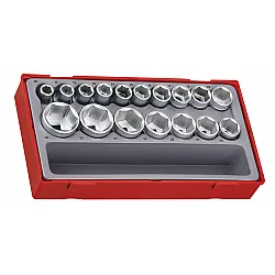 Socket set 17 pcs 6-sided 1/2 square drive, TENG Tools