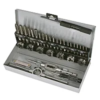 Gängtappar och Gängkloppa 32 delar M3-M12, HSS DIN 352 SW7m, Metallbox, Proline