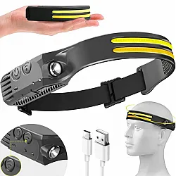 LED Headlight / Flashlight with Motion Sensor 900 lumen, Rechargeable USB-C